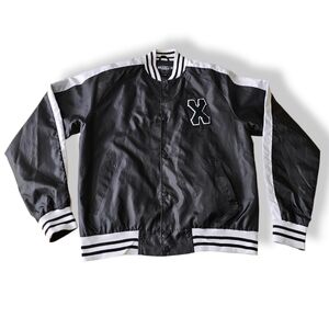 Brooklyn Standard Black Lightweight Varsity Bomber Jacket With White Side Stripe